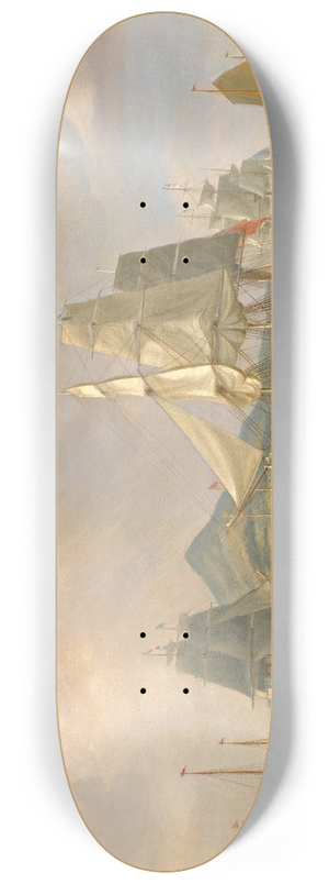 William John Huggins - The Opium Ships At Lintin, China 8.25 inch art skate deck