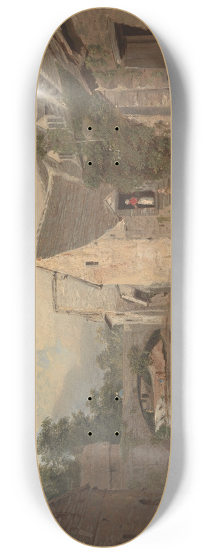William Linton - Cottages by a River 8.25 inch art skate deck