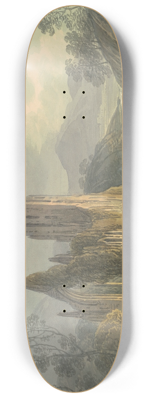 William Payne - A Ruined Abbey by a Waterfall 8.25 inch art skate deck