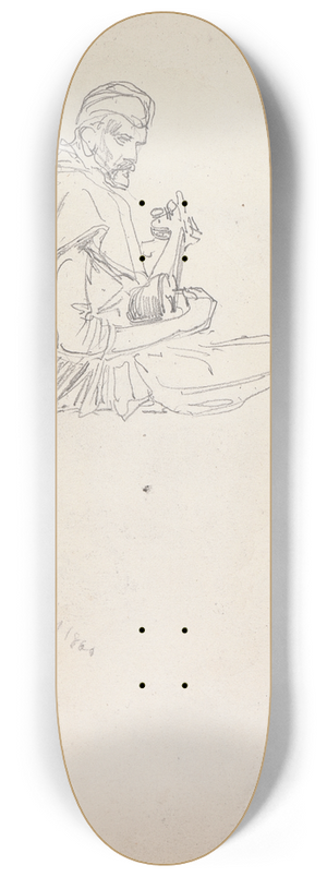 William Simpson - Study of a Rababi Musician, Amritsar 8.25 inch art skate deck