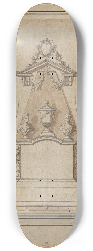 John Michael Rysbrack - Design for a Monument to Sir James Reade, Hatfield 8.25 inch art skate deck