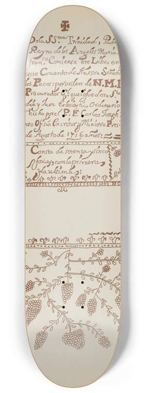 American 20th Century - Plate 3  Pecos Book of Visitations  From Portfolio Spanish Colonial Designs of New Mexico 8.25 inch art skate deck