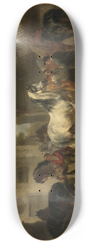 Wouterus Verschuur - Interieur van een stal met paarden en figuren 8.25 inch art skate deck