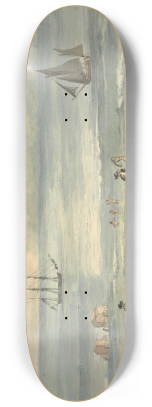 John Nixon - On the Sands at Brighton; Figures Walking on the Shore 8.25 inch art skate deck