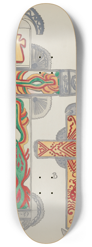 American 20th Century - Plate 47  Crosses of Tin  From Portfolio Spanish Colonial Designs of New Mexico 8.25 inch art skate deck