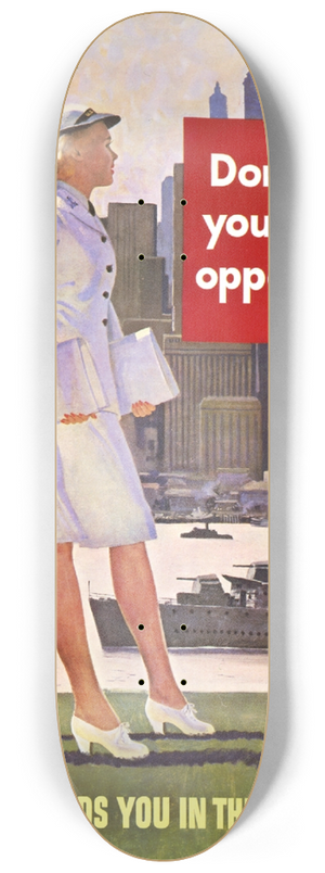 John Philip Falter - Dont miss your great opportunityThe Navy needs you in the WAVES 8.25 inch art skate deck John Philip Falter - Dont miss your great opportunityThe Navy needs you in the WAVES 8.25 inch art skate deck