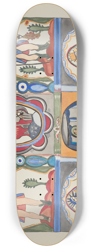 American 20th Century - Plate 6  Chapel Altarpiece, Santa Cruz  From Portfolio Spanish Colonial Designs of New Mexico 8.25 inch art skate deck