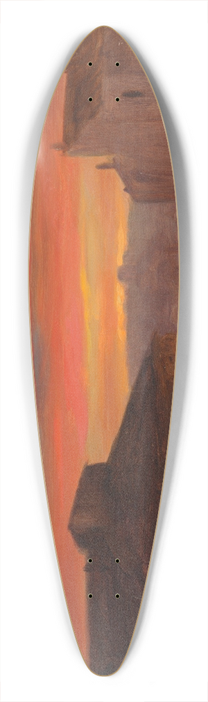 Frederic Edwin Church - Rooftops at Sunset from the Pincio, Rome 39.3 inch art pintail longboard deck