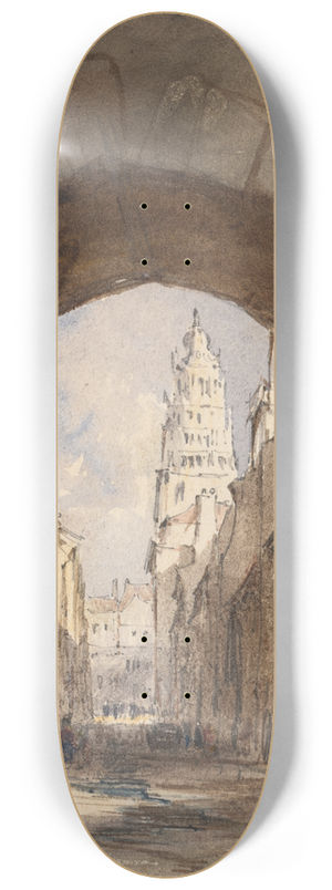 John Scarlett Davis - Street Scene in Calais 8.25 inch art skate deck