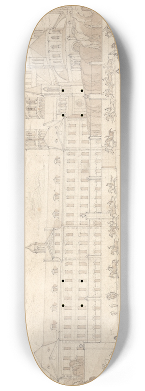 John Sell Cotman - Military School and Abbey Church of St Stephen at Caen 8.25 inch art skate deck