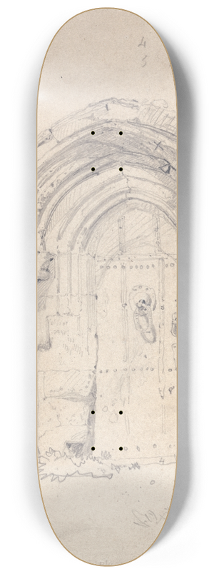 John Sell Cotman - Porch of the Church of Stratton Saint Marys, Norfolk 8.25 inch art skate deck