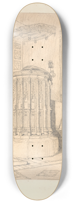John Sell Cotman - Pulpit in South Burlingham Church, Norfolk 8.25 inch art skate deck