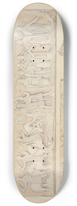 John Sell Cotman - Sculpture on a Suite of Capitals in the Cloisters of the Abbey Church of Saint Georges de Bocherville, near Rouen, Normandy 8.25 inch art skate deck