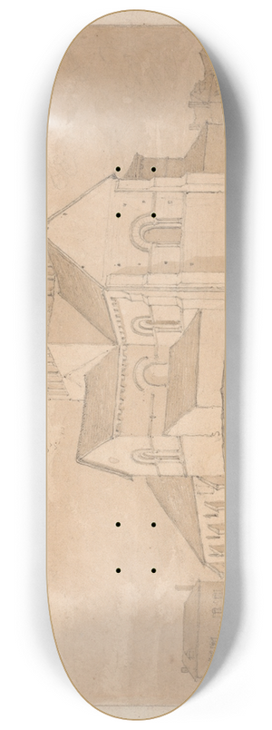 John Sell Cotman - South-East View of the Church of Lery, near Pont-de-lArche, Normandy 8.25 inch art skate deck