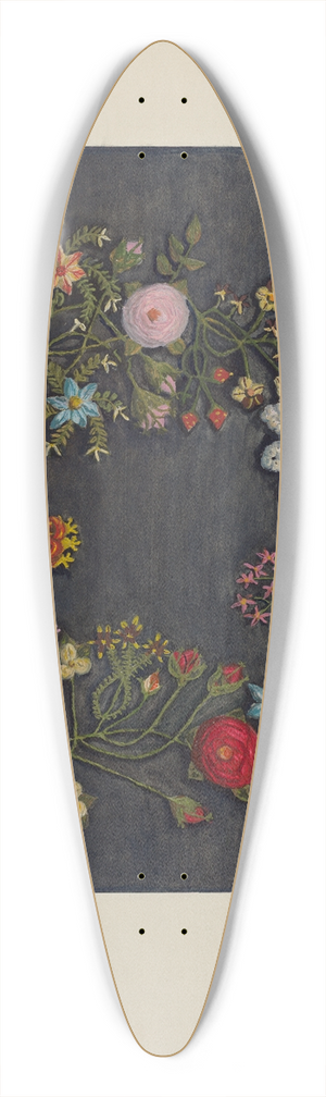 Genevieve Jordan - Crewel Wreath 39.3 inch art pintail longboard deck