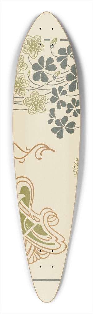 George Auriol - Abstract design based on flowers and leaves. 39.3 inch art pintail longboard deck
