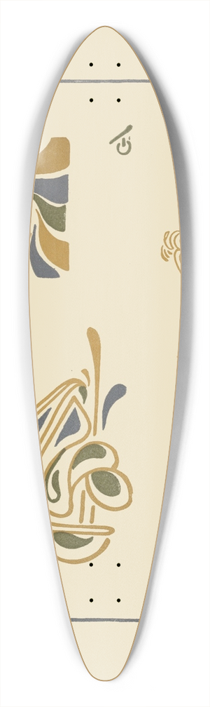 George Auriol - Abstract design based on leaves and arabesques 39.3 inch art pintail longboard deck