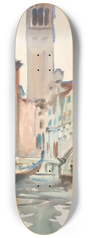 John Singer Sargent - A Bridge and Campanile, Venice 8.25 inch art skate deck