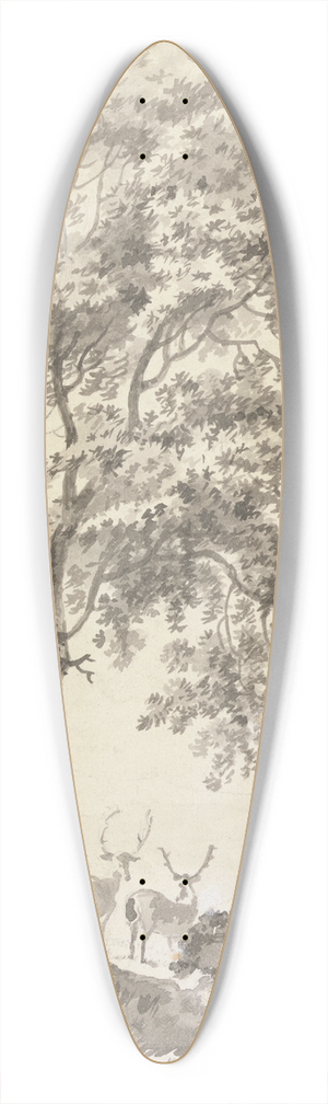 George Barret - Tree Study with Stags (Landscape) 39.3 inch art pintail longboard deck