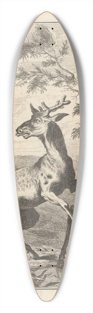 George Bickham the Younger - Two Deer 39.3 inch art pintail longboard deck