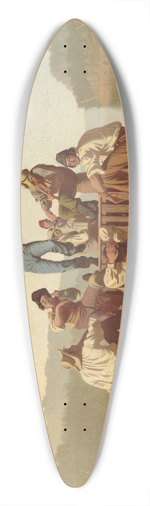 George Caleb Bingham - The Jolly Flatboatmen 39.3 inch art pintail longboard deck
