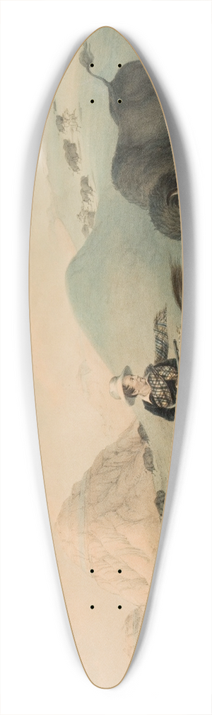 George Catlin - Buffalo Hunt, Chasing Back 39.3 inch art pintail longboard deck