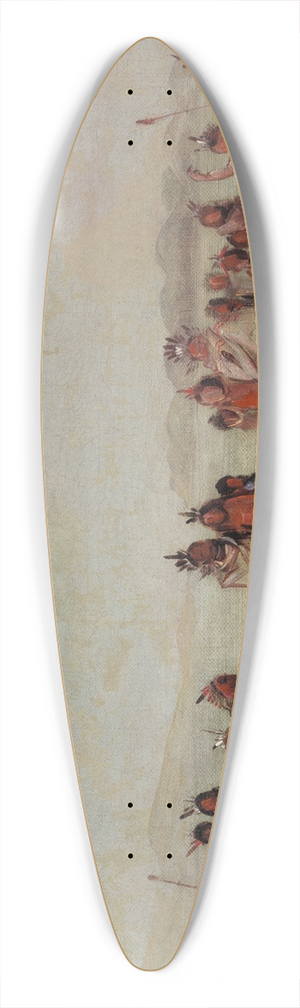 George Catlin - Tchung-Kee, a Mandan Game Played With a Ring And Pole 39.3 inch art pintail longboard deck