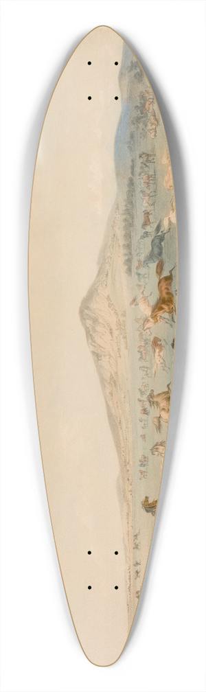 George Catlin - Wild Horses at Play 39.3 inch art pintail longboard deck