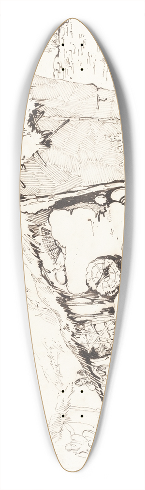 George Chinnery - A Village Hut in India (recto) 39.3 inch art pintail longboard deck