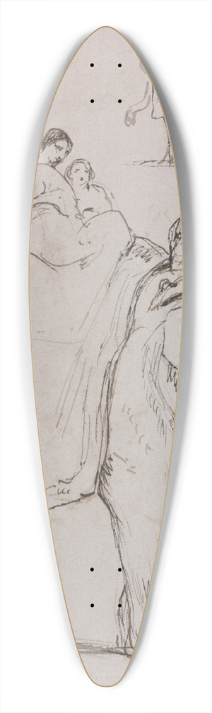 George Jones - Figures on an Elephant and Other Elephant Studies 39.3 inch art pintail longboard deck