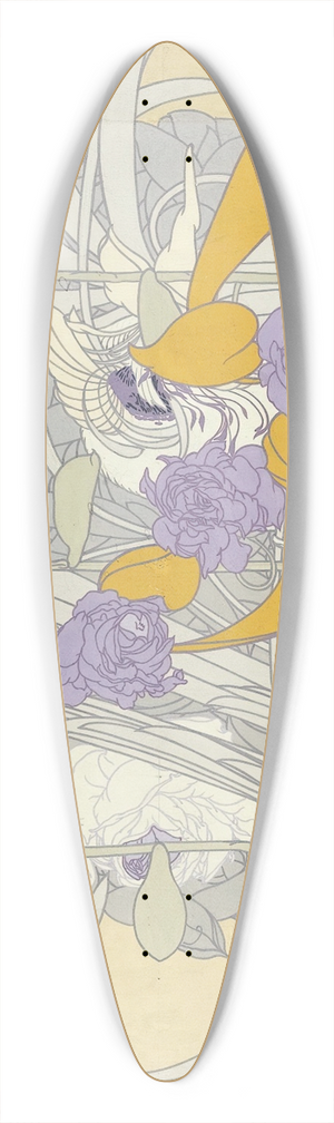 Georges de Feure - Dessin De Fleurs 39.3 inch art pintail longboard deck