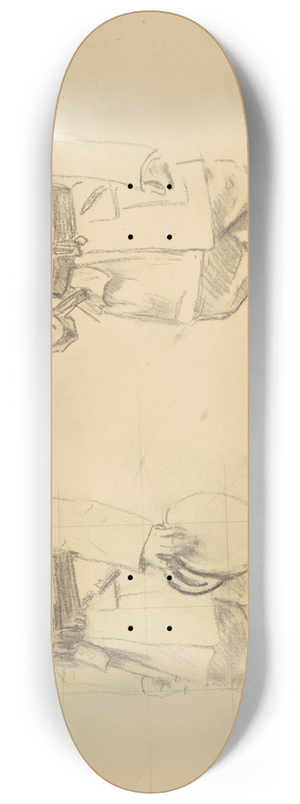 John Singer Sargent - Studies of Generals Plumer and Haig for General Officers of World War I (recto) 8.25 inch art skate deck