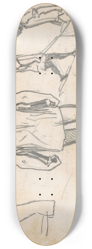 John Singer Sargent - Studies of Peasants with Wheelbarrows (verso) 8.25 inch art skate deck