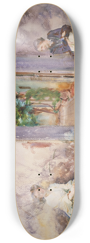 John Singer Sargent - The Garden Wall 8.25 inch art skate deck