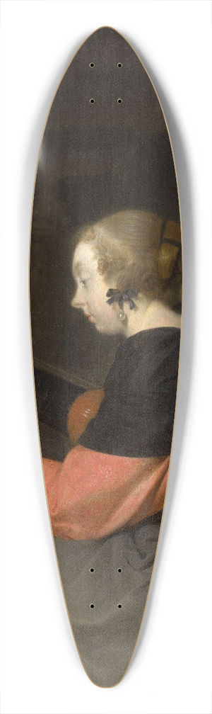 Gerard ter Borch - The Lute Player 39.3 inch art pintail longboard deck