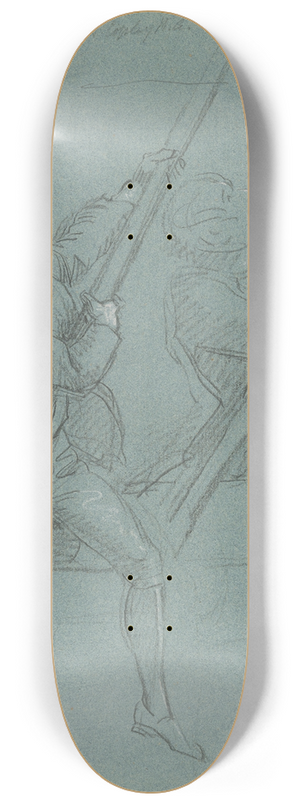 John Singleton Copley - Two Studies of a Man Astride a Cannon 8.25 inch art skate deck