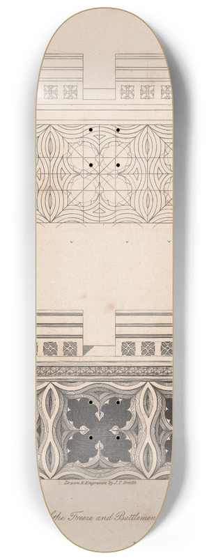 John Thomas Smith - Geometrical Construction of the Freeze and Battlements in the House of Commons 8.25 inch art skate deck