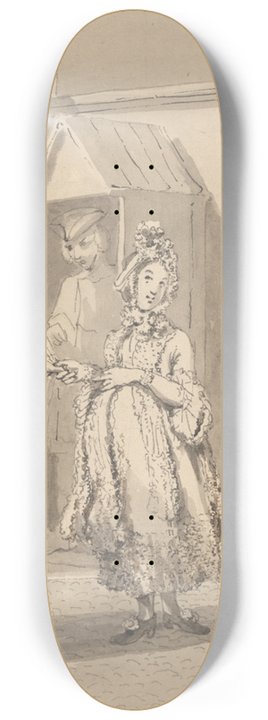 John Thomas Smith - Hogarth Carrying his Masters Sick Child Round Leicester Fields. The Spot of Ground Leicester House. 8.25 inch art skate deck John Thomas Smith - Hogarth Carrying his Masters Sick Child Round Leicester Fields. The Spot of Ground Leicester House. 8.25 inch art skate deck