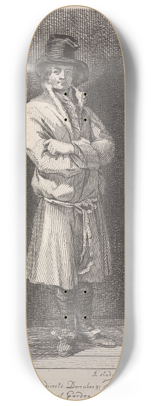 John Thomas Smith - Portrait of Harwood (who shot at George III) at Bethlehem Hospital 8.25 inch art skate deck