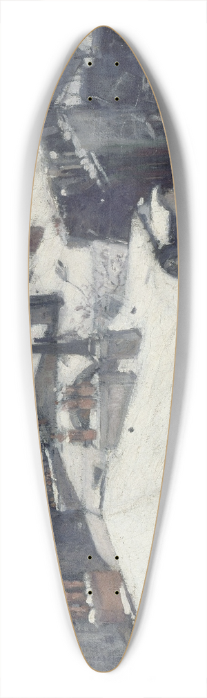 Gustave Caillebotte - Rooftops in the Snow (snow effect) 39.3 inch art pintail longboard deck