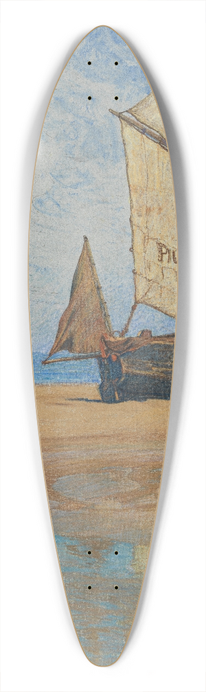 Gustav Schnleber - Ebbe (Segelboot am Strand) 39.3 inch art pintail longboard deck