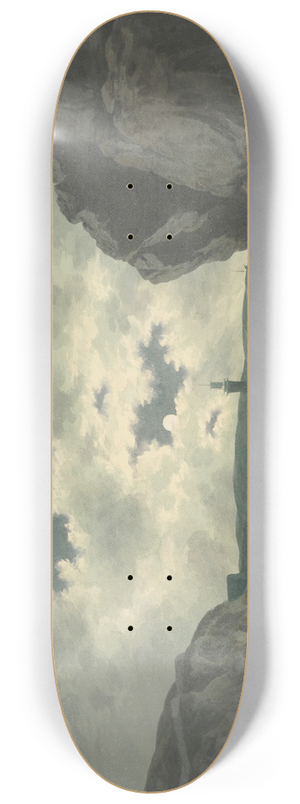 John Warwick Smith - Bay Scene in Moonlight 8.25 inch art skate deck