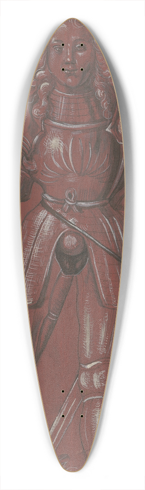 Hans Hug Kluber - Ritterlicher Heiliger, in der rechten Hand ein Schwert und in der Linken ein Kirchenmodell haltend 39.3 inch art pintail longboard deck