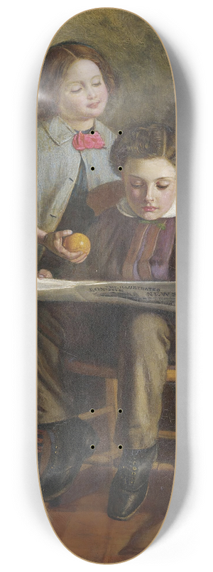 John Watson Gordon - Reading The Illustrated London News 8.25 inch art skate deck