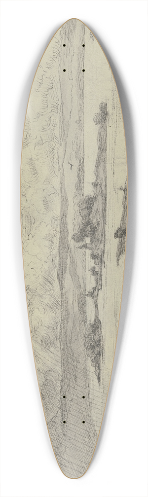 Hans Thoma - Landschaft mit Smann, im Hintergrund ein See mit Insel 39.3 inch art pintail longboard deck