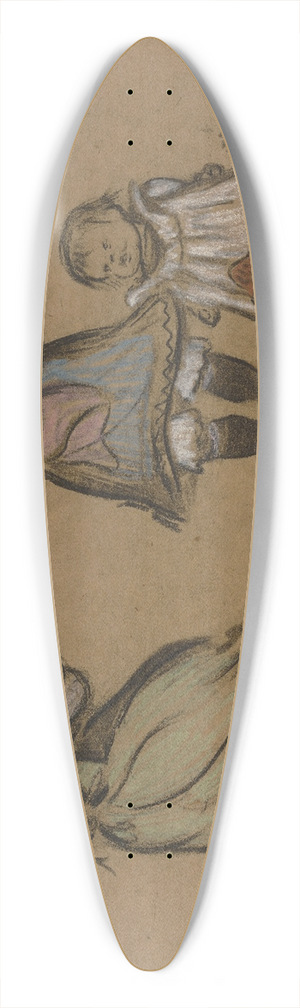 Heinrich Zille - Five working-class children 39.3 inch art pintail longboard deck