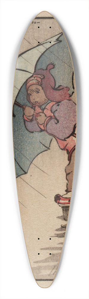 Helen Hyde - The Blue Umbrella 39.3 inch art pintail longboard deck