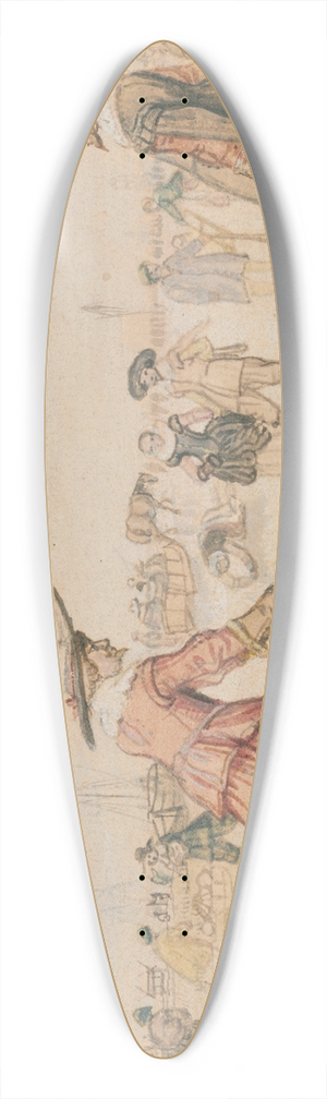Hendrick Avercamp - A Winter Scene with Two Gentlemen Playing Colf 39.3 inch art pintail longboard deck