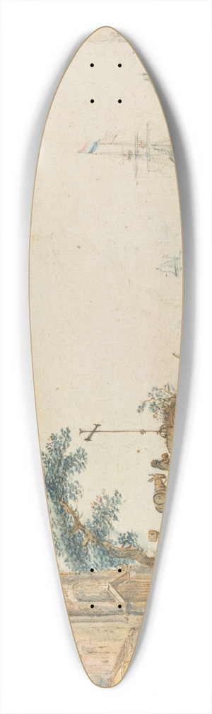 Hendrick Avercamp - Scene with a Tower to the Left 39.3 inch art pintail longboard deck
