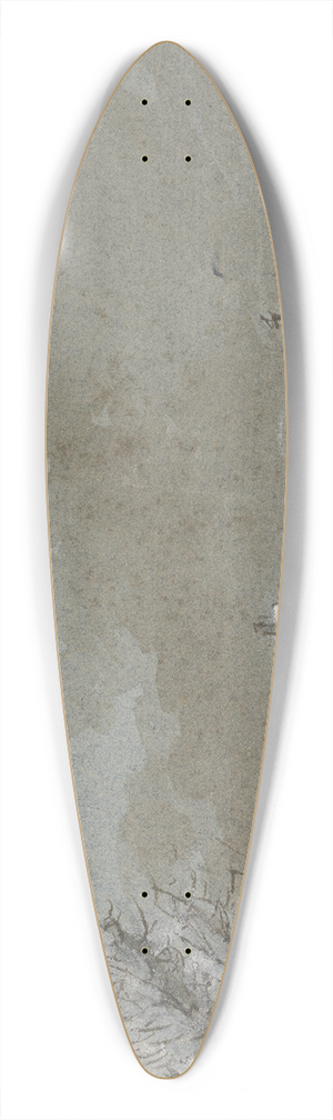 Hendrik Spilman - Winterlandschaft, links ein Dorf, eingefrorene Schiffe, rechts auf dem Eis zieht ein Mann ein Schlitten 39.3 inch art pintail longboard deck
